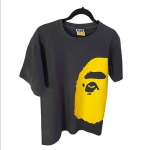 Bape (A Bathing Ape) Navy Blue/Yellow Head Face Tee Sz M
